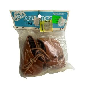 FIBRE CRAFT Doll Shoes Brown Lace Up Oxfords 3.5 inch 1 Pair New